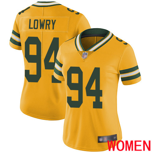 Green Bay Packers Limited Gold Women #94 Lowry Dean Jersey Nike NFL Rush Vapor Untouchable
